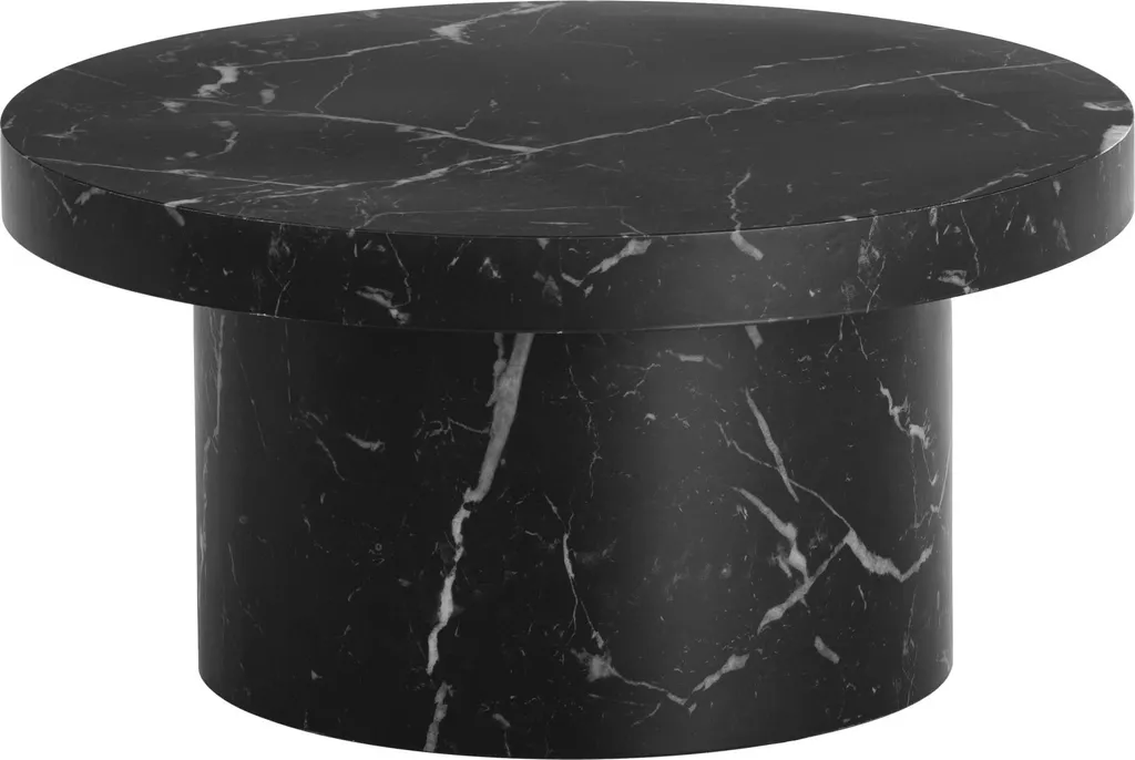 Table Basse Effet Marbre Noir 60cm Structure Champignon Design Unique