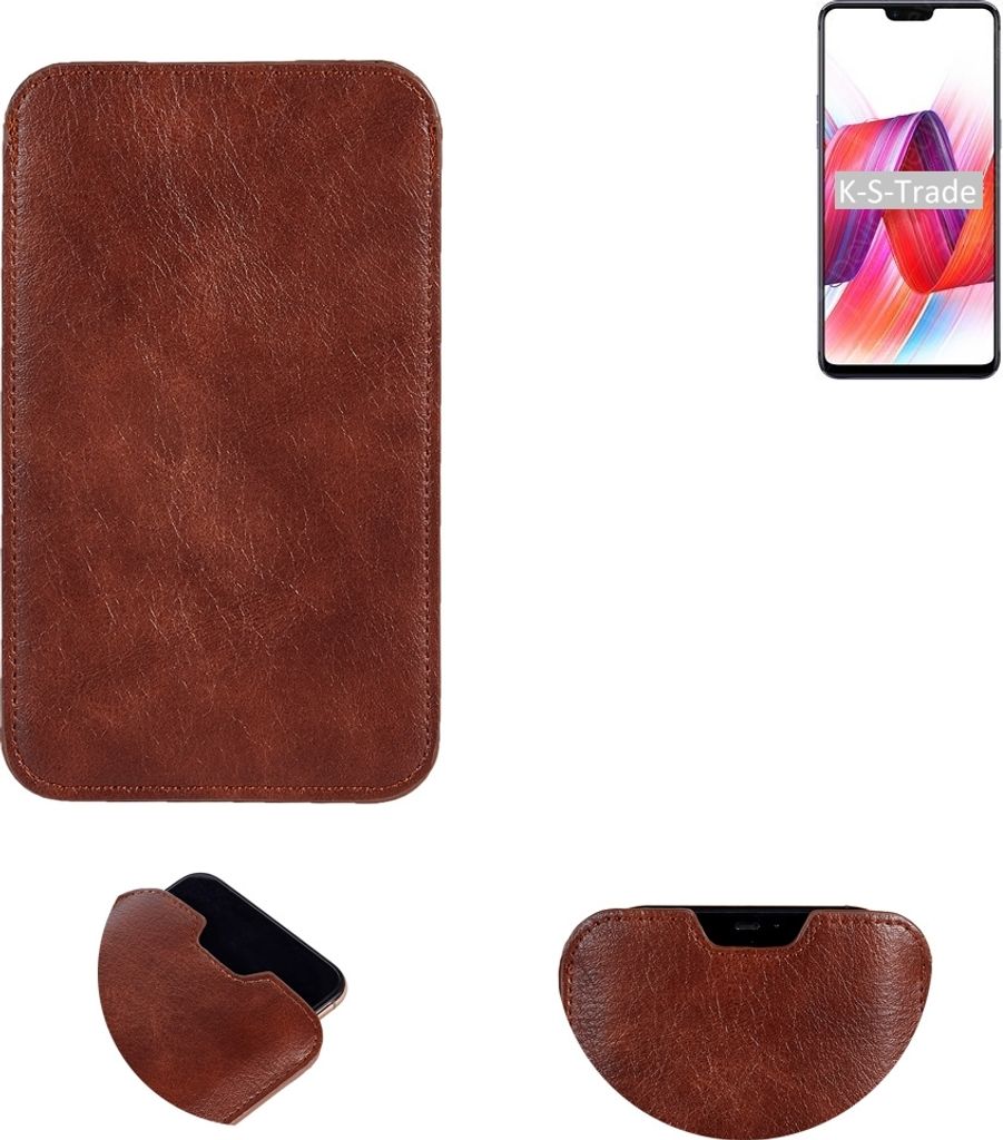K-S-Trade Schutzhülle Handyhülle kompatibel mit Oppo R15 Handytasche Kunstleder Sleeve in braun