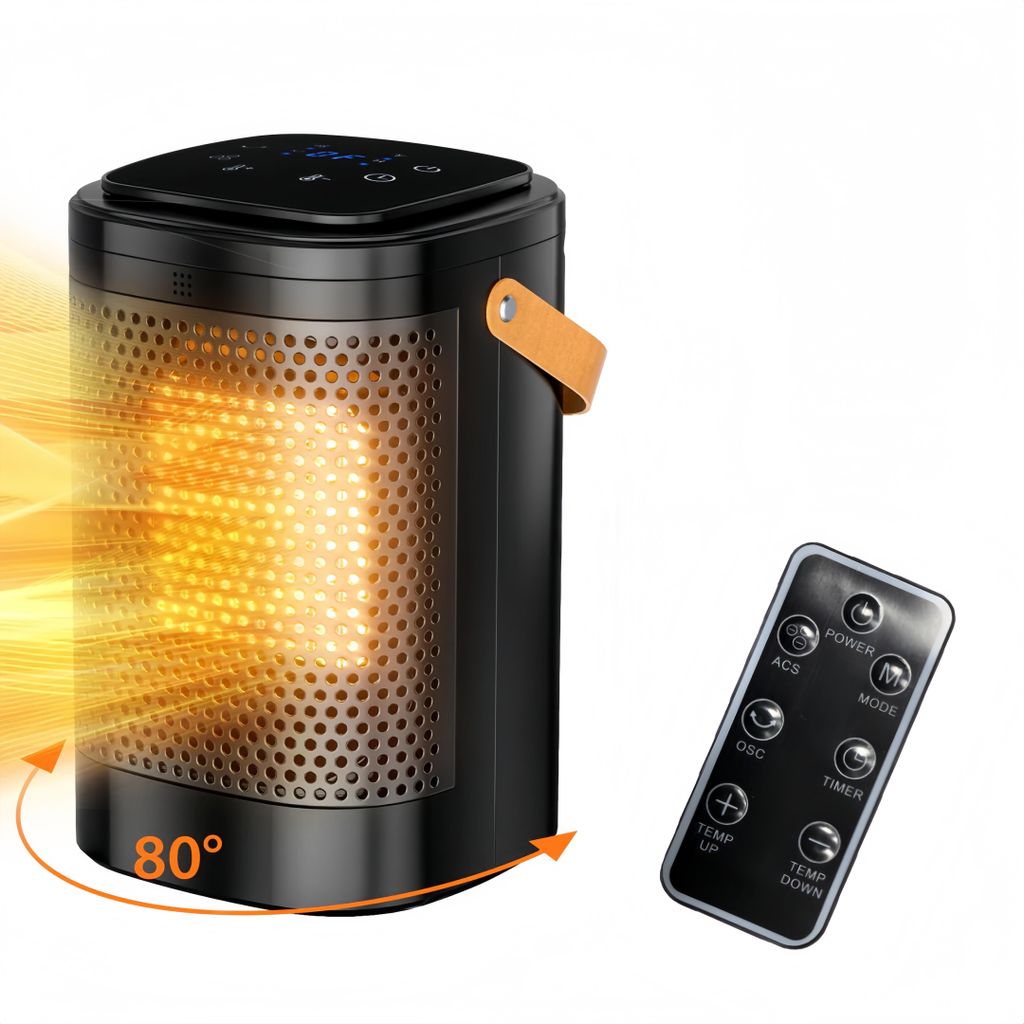 1500W Tragbar Heizlüfter energiesparend, 40 dB leise Keramik Thermostat, Überhitzung & Kippschutz, elektrische Heizung für Räume,mit Fernbedienung