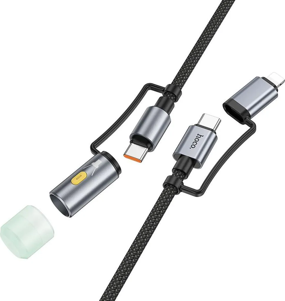Cavo Hoco U138 60W PD USB-C Lightning All-in-One | LED Light Nero