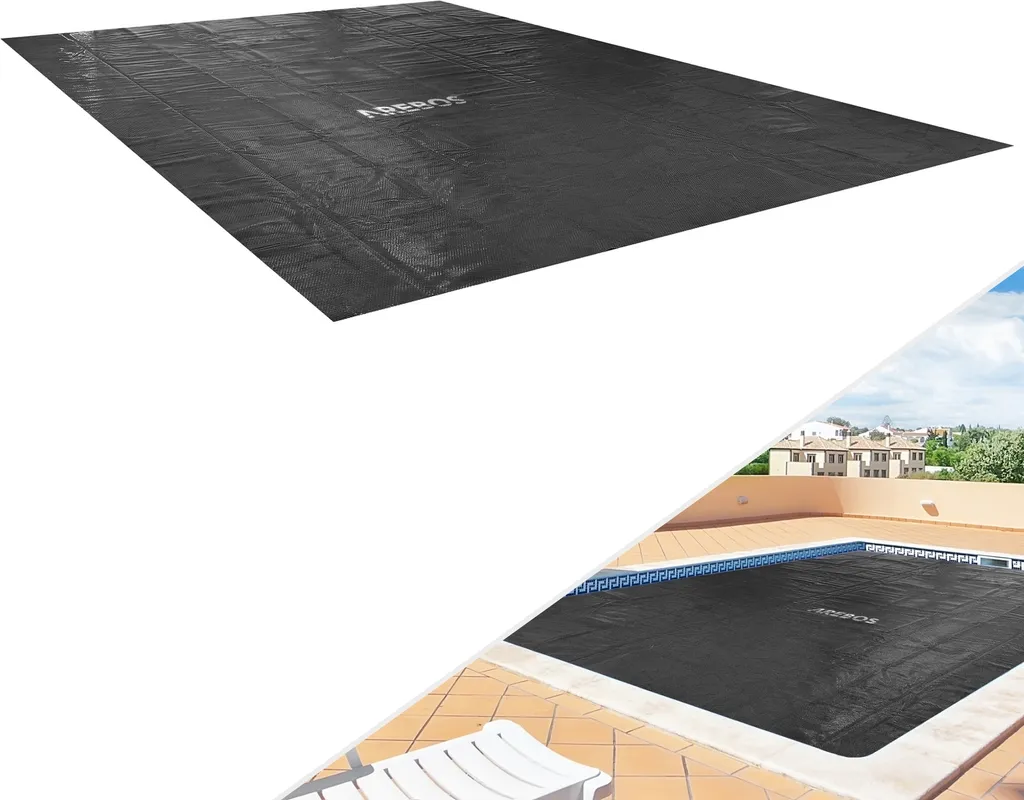 AREBOS liner solare per piscina 2,6x1,6 m nero | copertura solare, 120 µm, tagliabile su misura