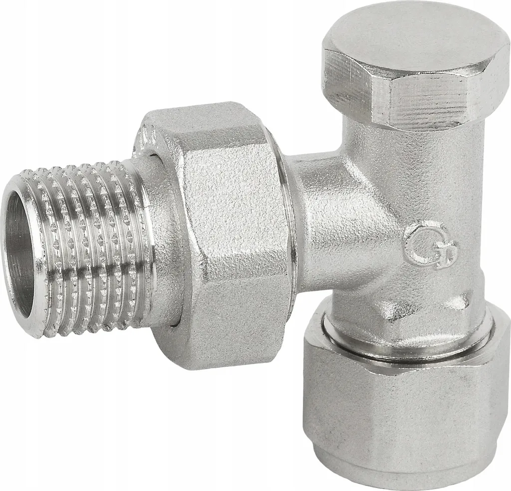 Coude de Réglage Retour Radiateur Pex 16x1/2 Finition Chrome Mat