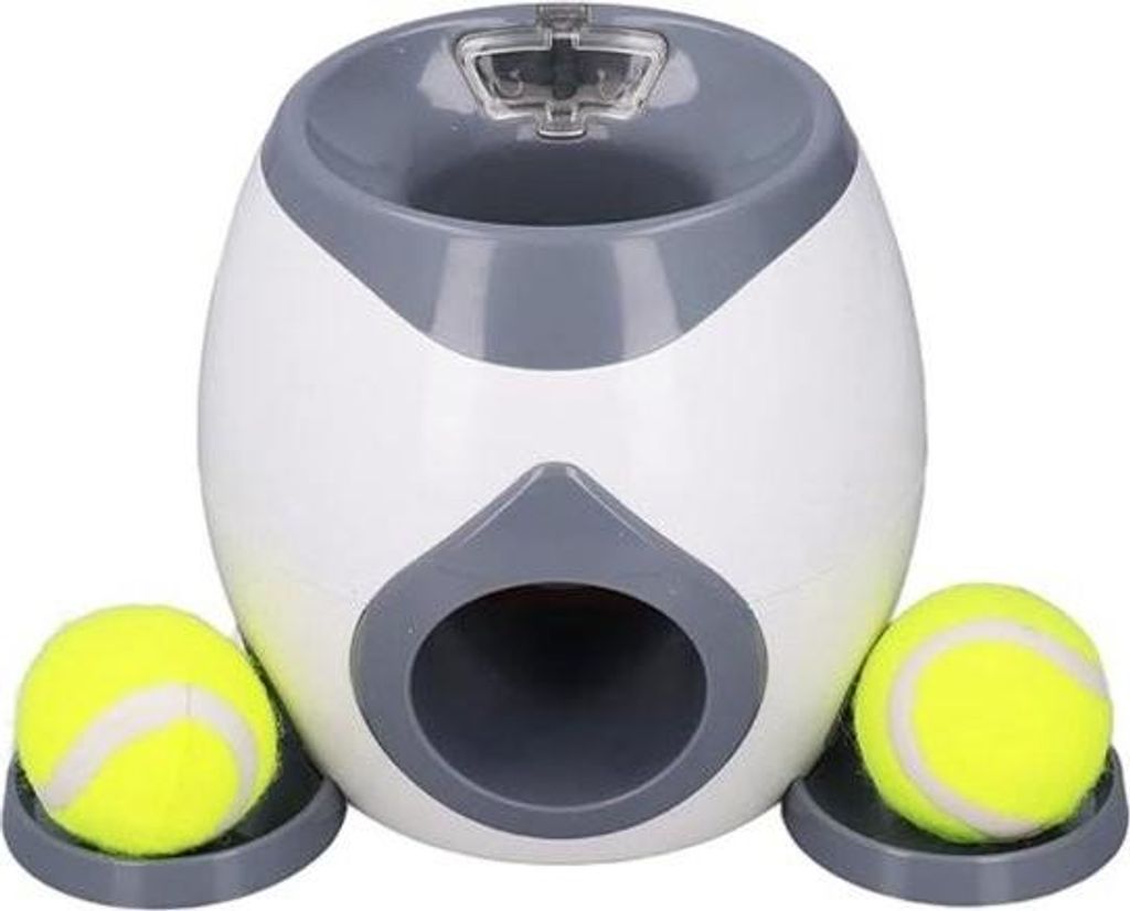 Ballwerfer für Hunde - Ballwerfer automatisch inkl. 2 Bälle - Hundespielzeug - Ballschießgerät - Intelligenz-Hundespielzeug inkl. Futterlöffel