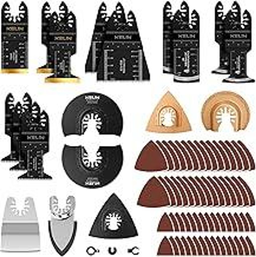 KELIN 82 tlg Multitool Sägeblätter, Multifunktionswerkzeug Zubehör, Sägeblätter mit Titan-Beschichtung, Japanischer Zahnung, Bogenkante, Holz...
