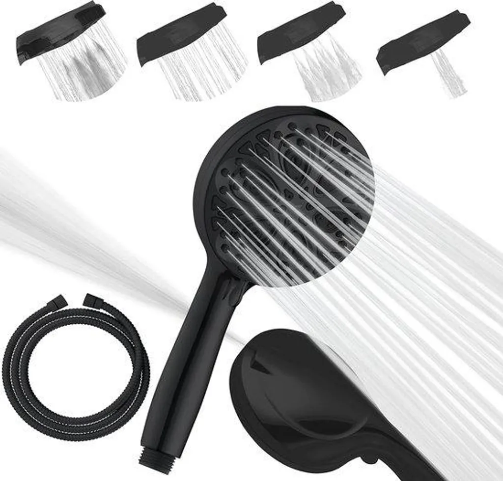 Douchette haute pression 10 positions avec tuyau inox mat bleu nuit