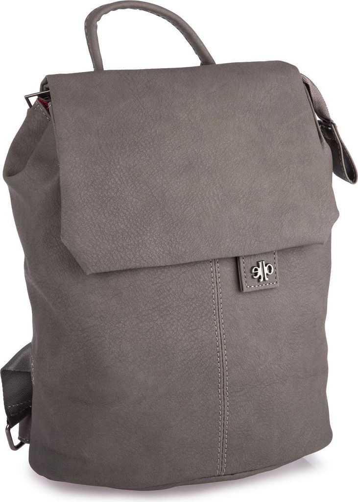 Jennifer Jones Klein Damen Rucksack Alltag aus weichem Kunstleder mit klappe grau
