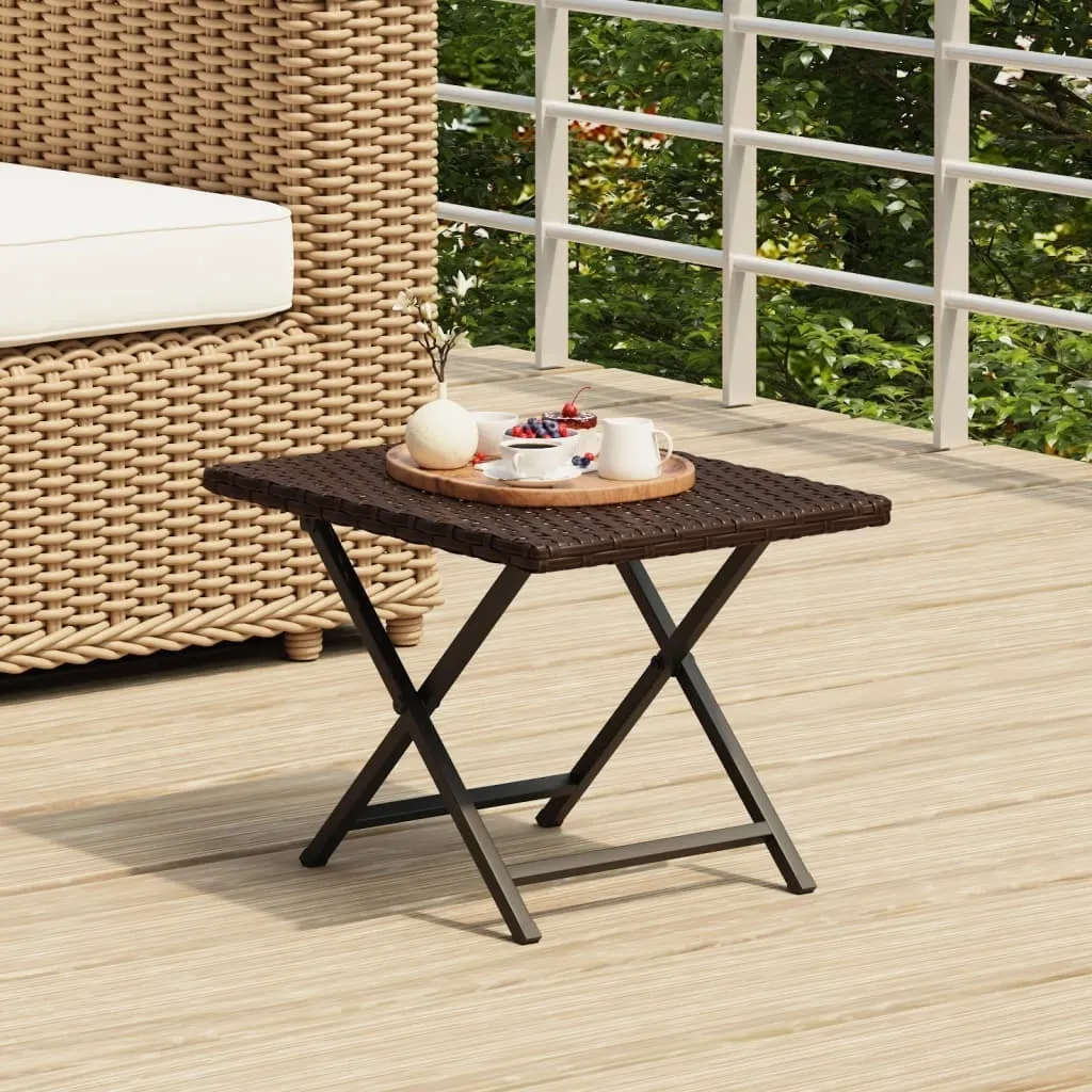 Table pliante brune The Living Store 45x35x32 cm en poly rotin élégante