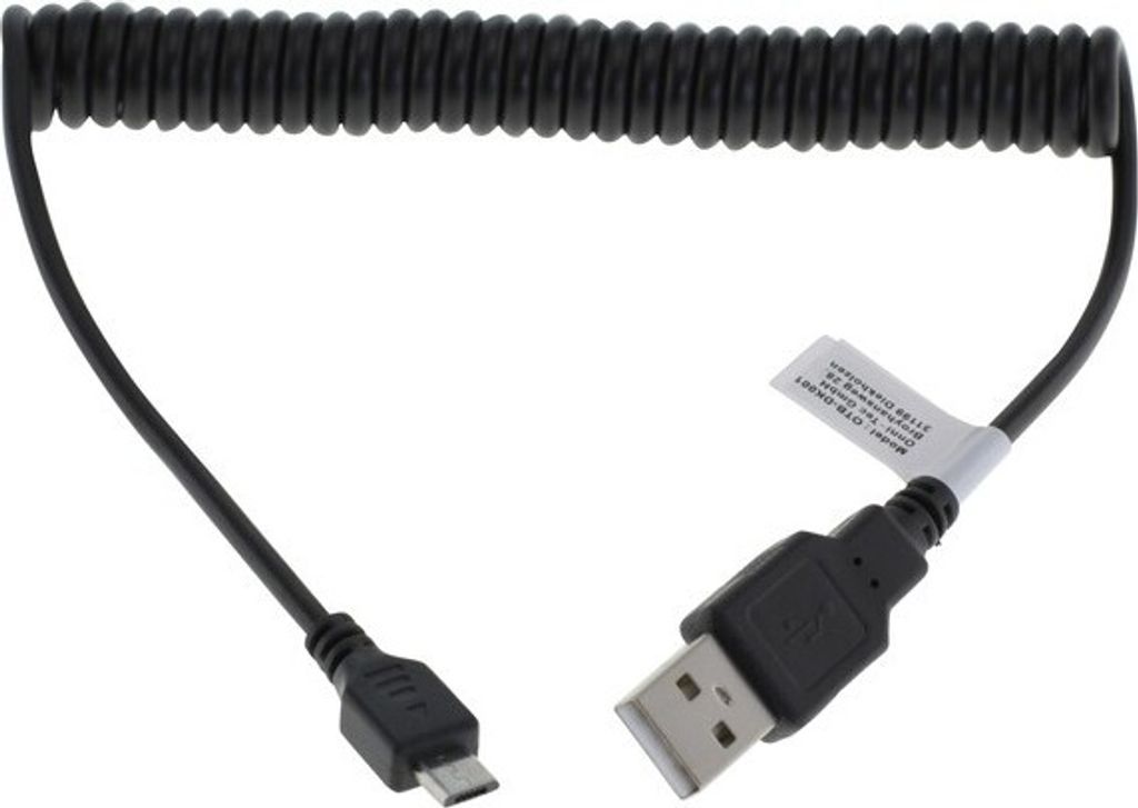 OTB Datenkabel Micro-USB - Spiralkabel - schwarz Produktbild 