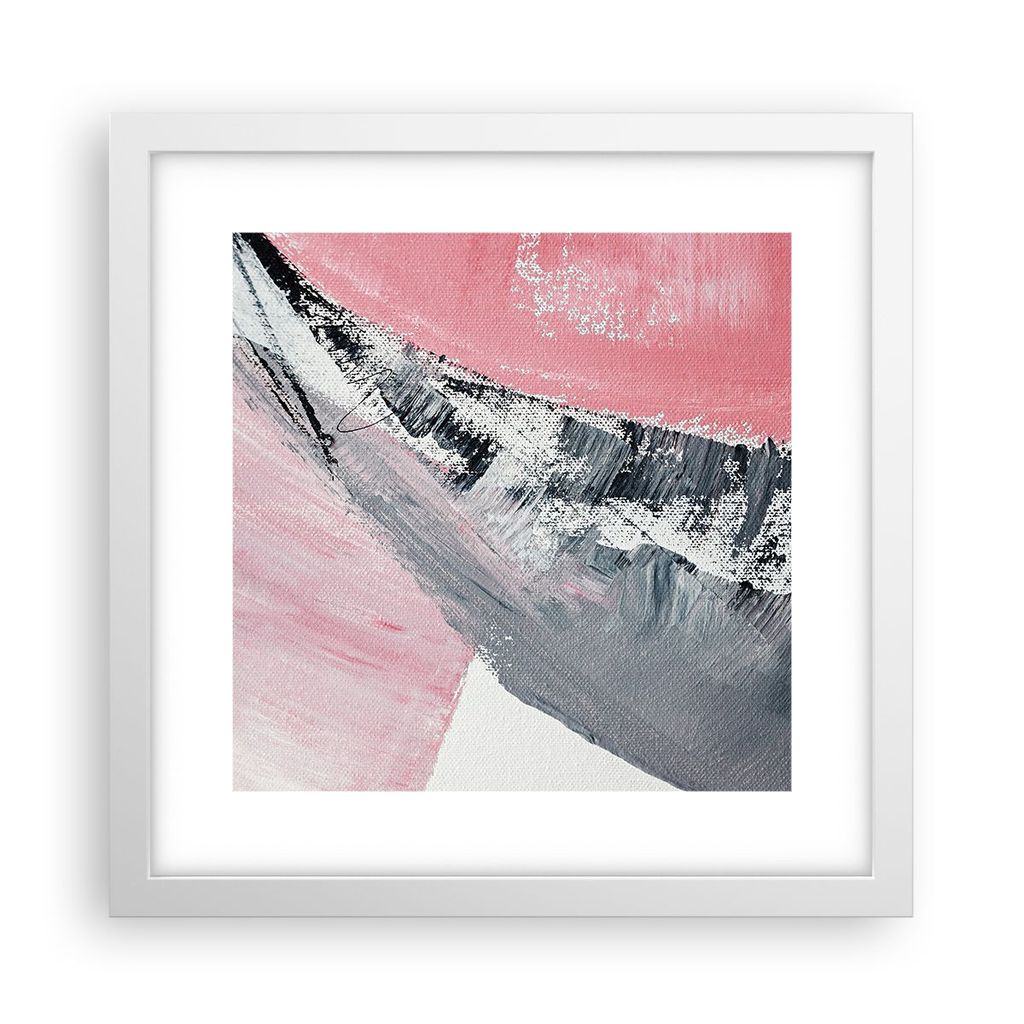 Gerahmtes Poster - Weißer Rahmen - Rosa Grau Farbe - 30x30 cm - Wand Bild - Wanddeko - Wandbilder - Kunstposter - Wandposter - Bilderrahmen - Bild...