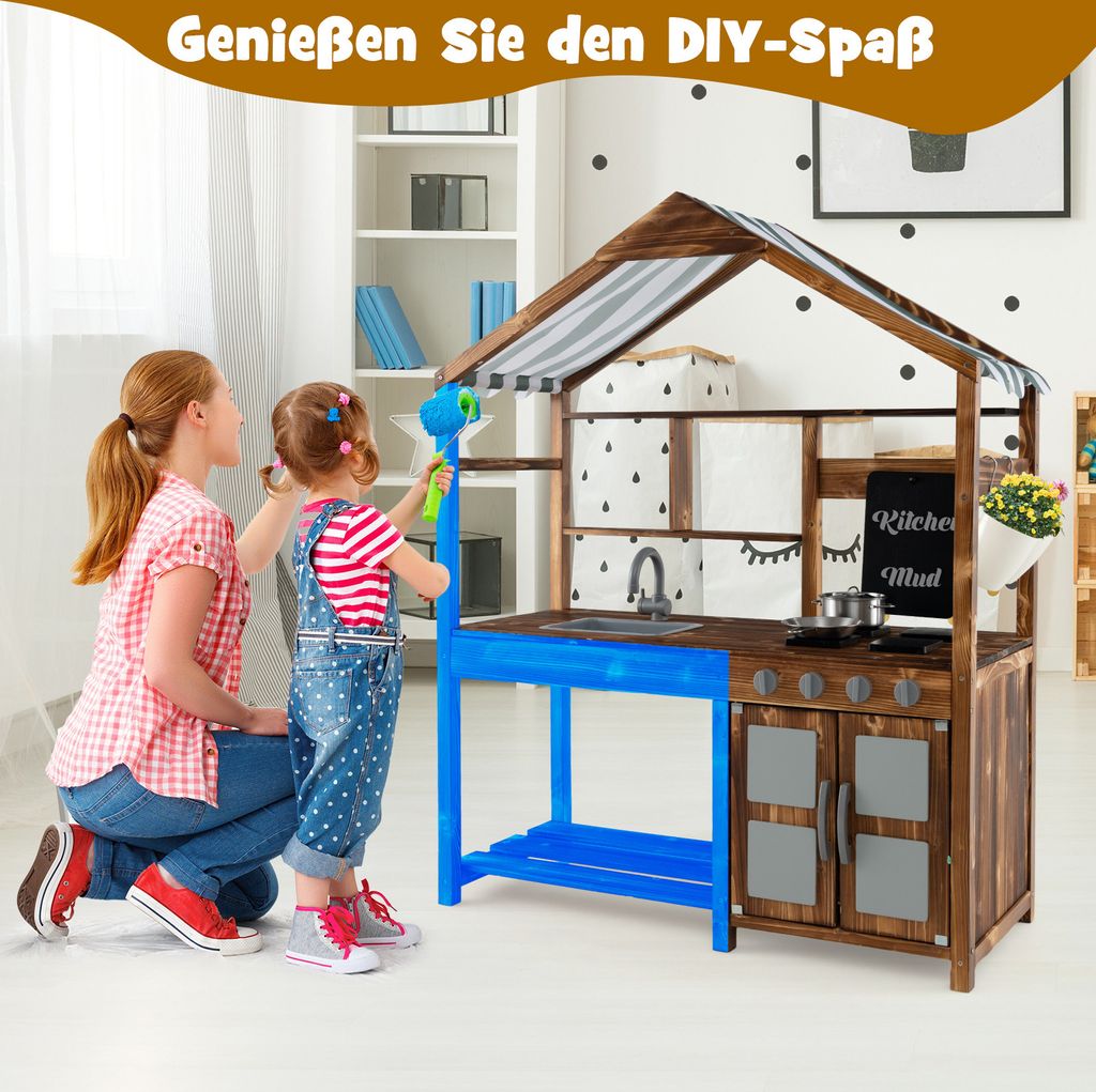 COSTWAY Kinder Matschküche, Außenküche aus Massivholz mit Produktbild 3