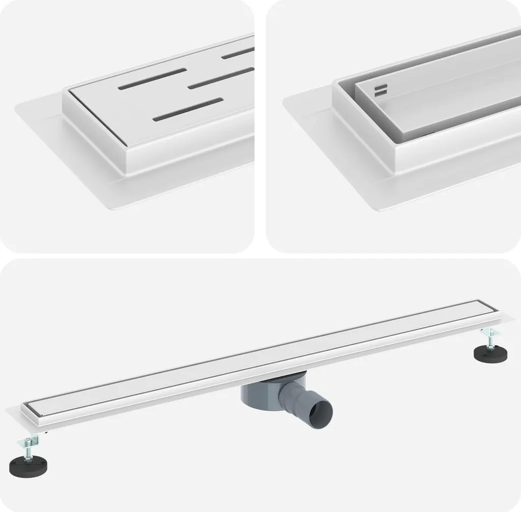 vidaXL Piletta per doccia 2 in 1 con sifone a 360° argento 90 cm acciaio inox 304