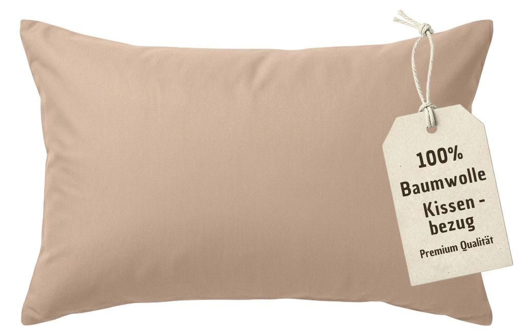 2er Pack Kissenbezug 50x70 cm Graubraun | 100% Baumwolle | Doppelpack PREMIUM Kissenhülle mit verdecktem Reißverschluss