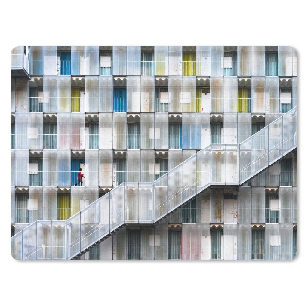 MuchoWow Mauspad Mousepad Türen - Wohnungen - Treppen - Farbenfroh 40x30 cm - Mousepads - Maus Mat - Pad - Mausunterlage - Anti Rutsch