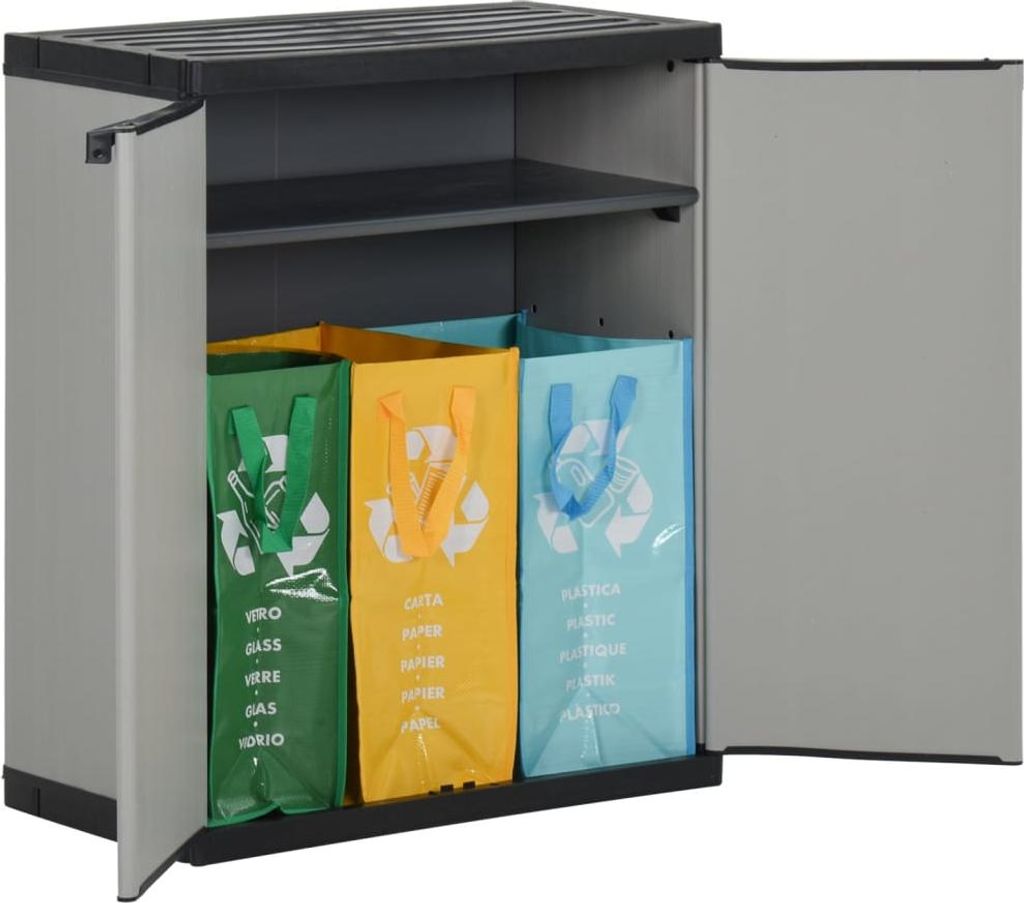 vidaXL Mülltonnenbox Grau und Schwarz 68x40x85 cm PP Produktbild 