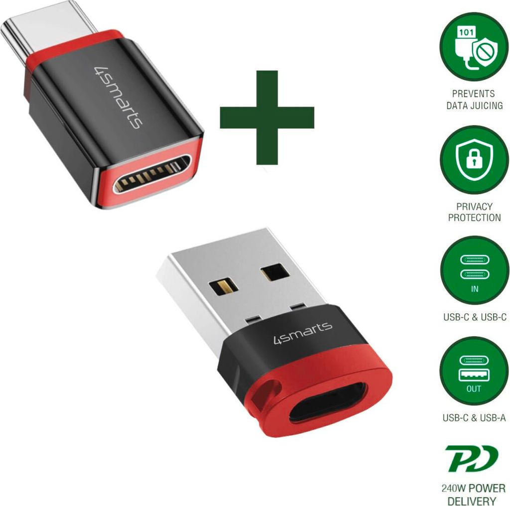 4smarts USB-C auf USB-A Datenblocker Adapter 2er Set - Kabel-/Adapterset