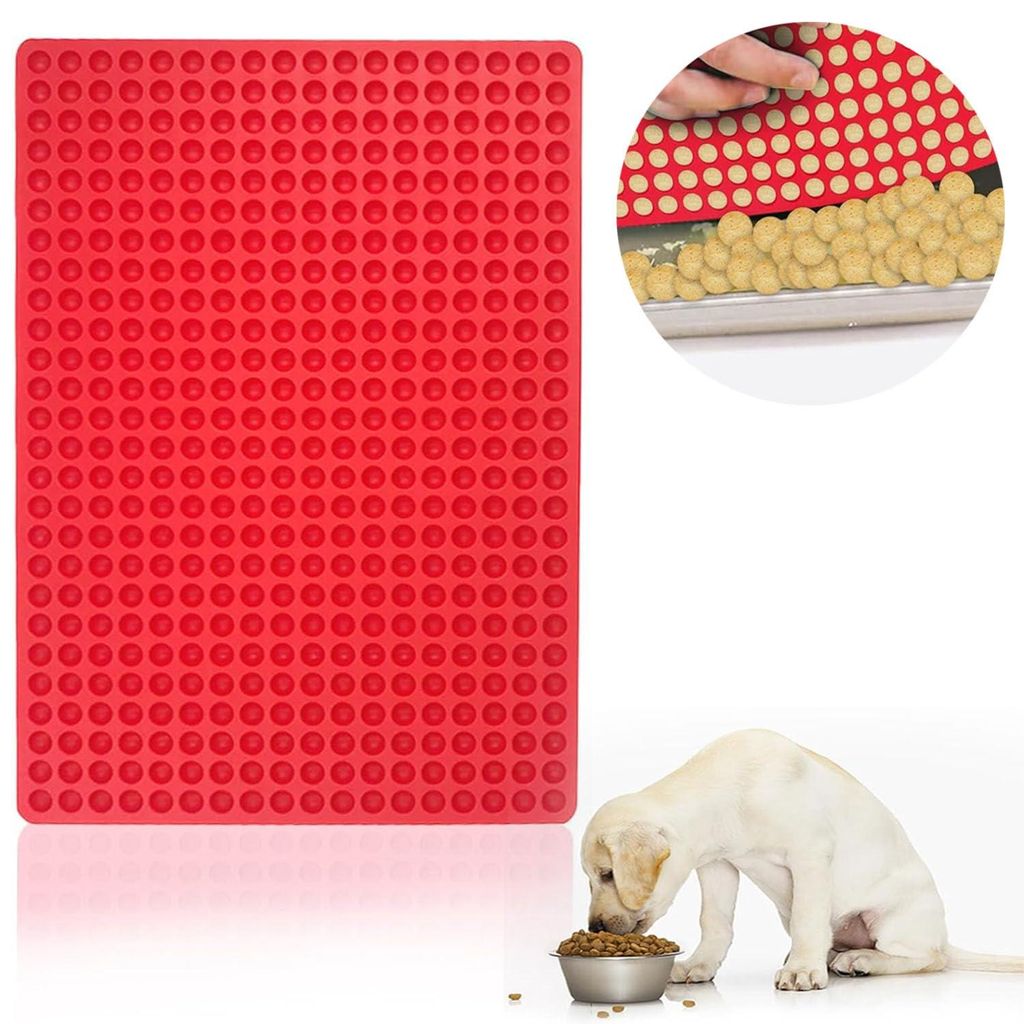 Alfresco Silikon-Backmatte, Silikon-Backmatte mit 468 Mulden, rote Mini-Rund-Silikonform, geeignet für Mikrowelle und Kühlschrank, RS-S-067