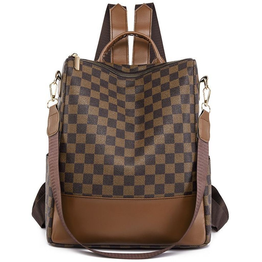 Damen Kunstleder Rucksack Elegant Schultertasche Cityrucksack Dani Braun