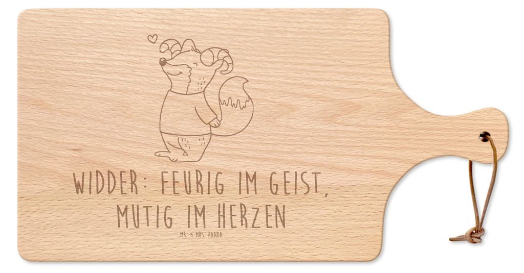Mr. & Mrs. Panda Schneidebrett Widder Astologie - Transparent - Geschenk, Frühstücksbrettchen, holzbrett mit griff, Astrologie, Frühstücksbrett...