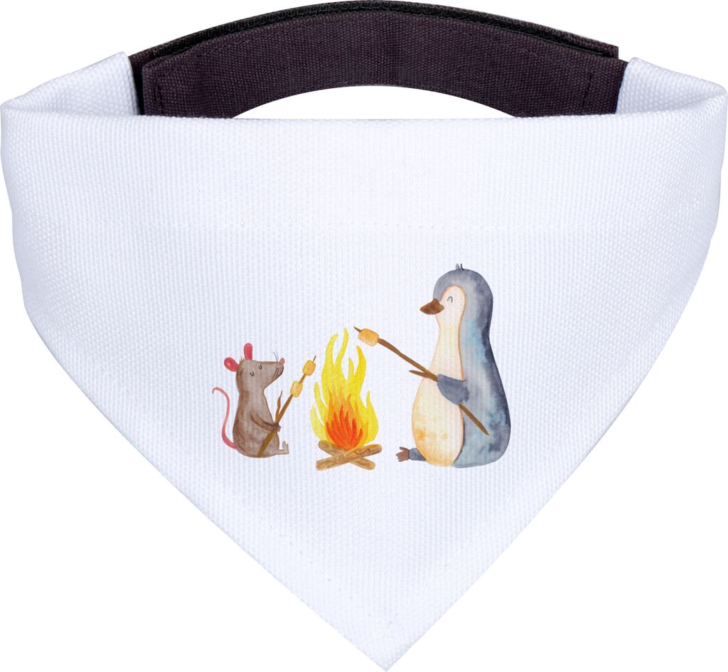 Mr. & Mrs. Panda Halstuch Hund Pinguin Lagerfeuer - Weiß - Geschenk, Hundehalstuch, Marshmallows, Grillen, Job, Tuch, Hunde, Liebe, Für, Maus