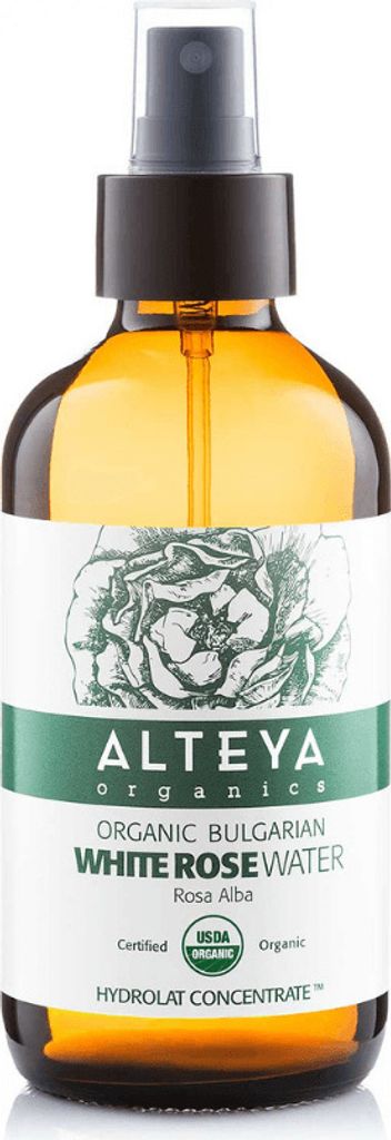 Alteya Organic White Rose Water Spray Glass Bottle 240ml - 100% USDA Certified Organic Natural Steam-Distilled Flower Water from Alba Roses