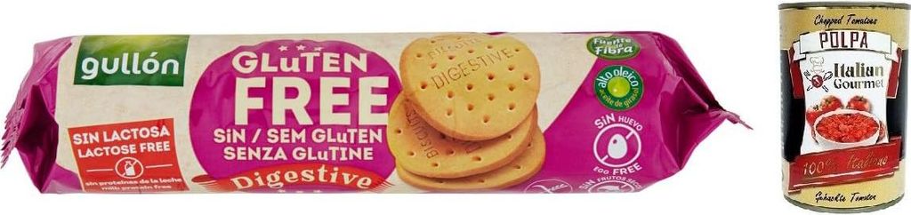 Gullón Gluten Free Digestive Biscotti Senza Glutine,Kekse Glutenfrei 150g + Italian Gourmet Polpa di Pomodoro 400g Dose
