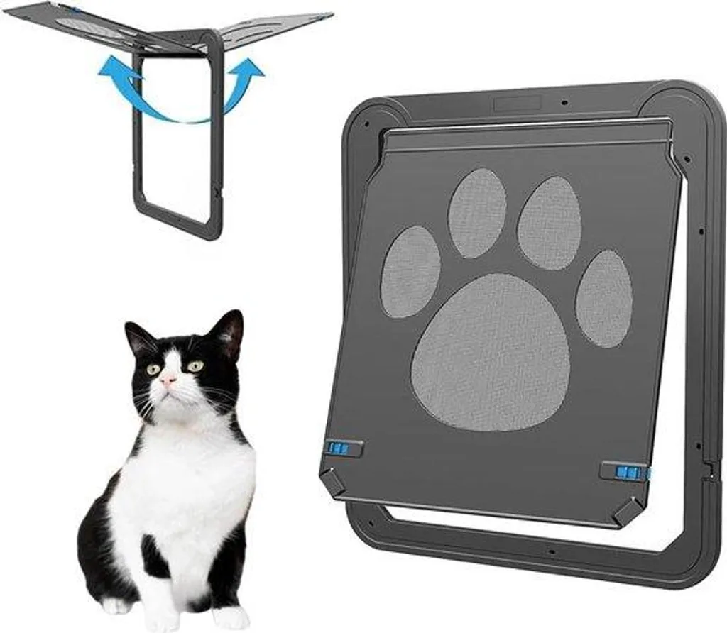 Chatière magnétique avec serrure pour chien moyen et chat blanc XL