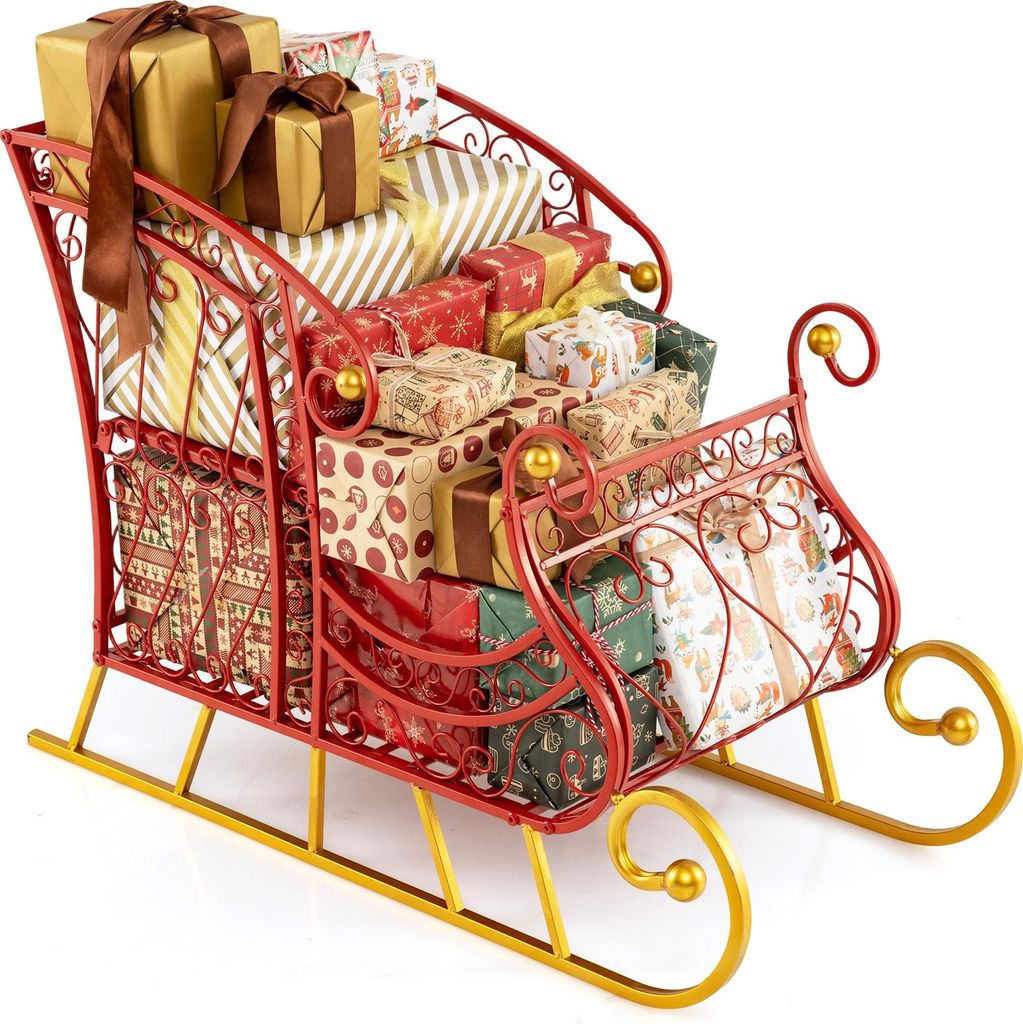 COSTWAY Schlitten Deko für Weihnachten, Weihnachtsschlitten Produktbild 