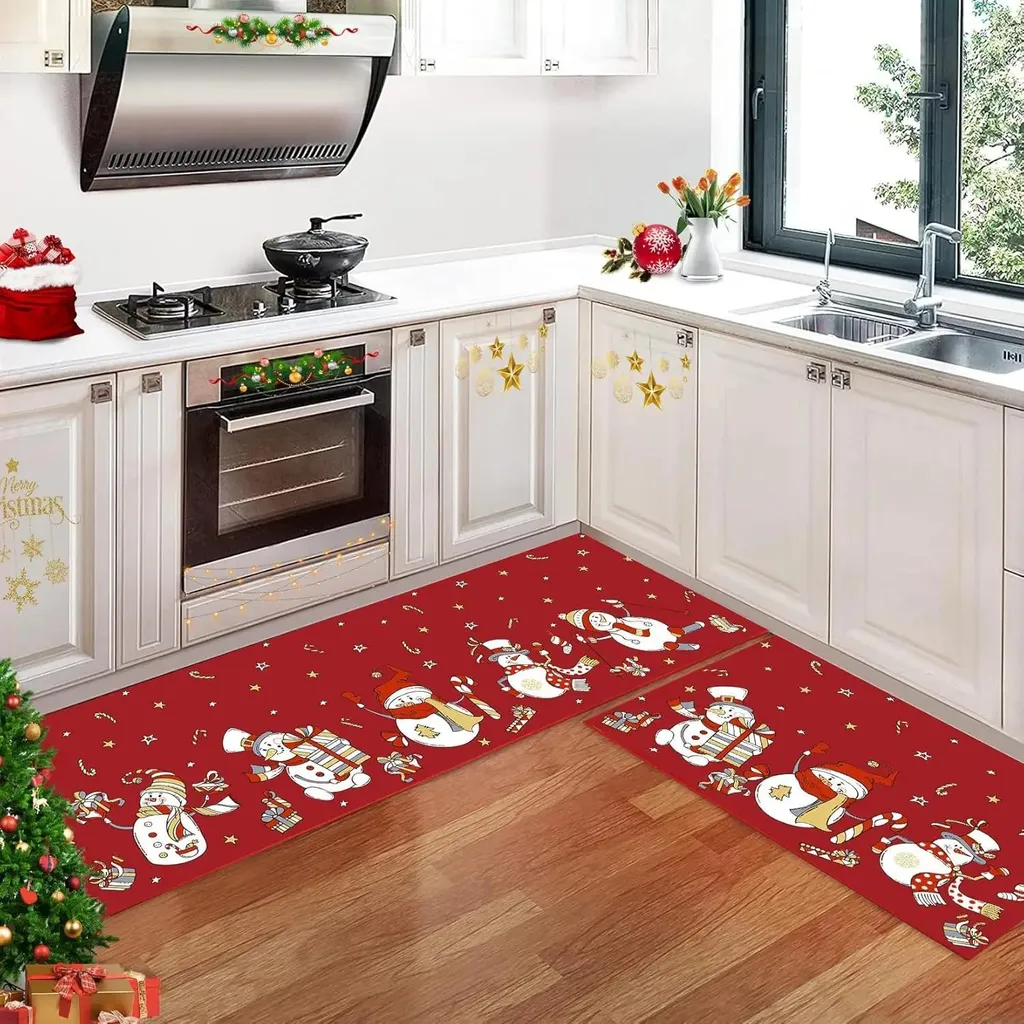 Decorazioni Natalizie Gialle: Set 2 Tappetini Cucina Antiscivolo