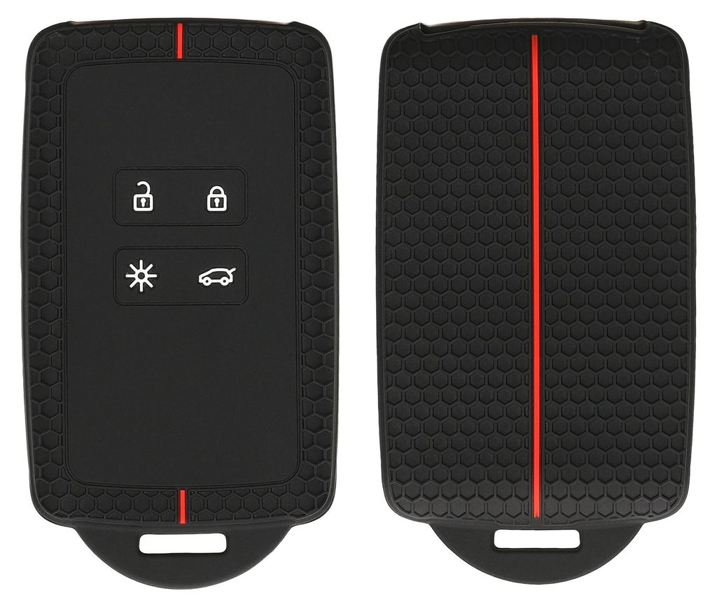 kwmobile Silikon Autoschlüssel Schutzhülle kompatibel mit Renault 4-Tasten Smartkey Autoschlüssel (nur Keyless Go) Hülle - Wabendesign Schlüss...