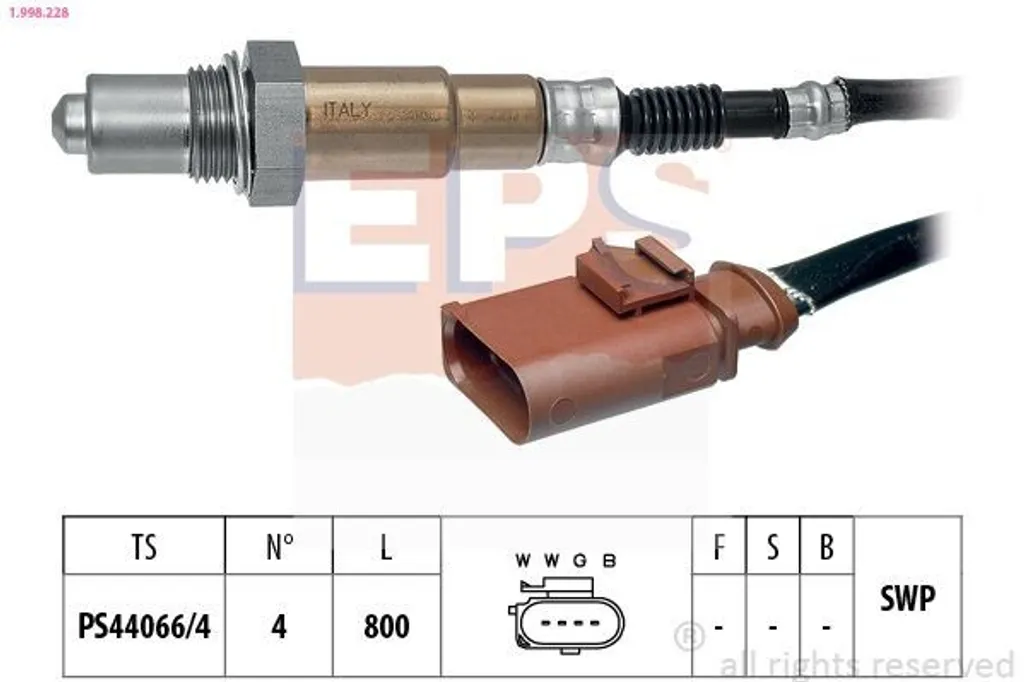 Sonde Lambda EPS 1.998.228 pour VW Tiguan 5N - Sonde Plane Chauffée