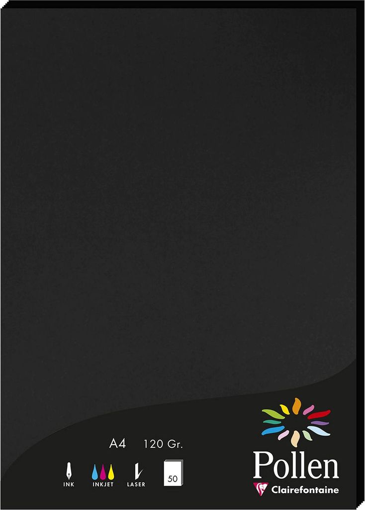 Clairefontaine Pollen Papier DIN A4 120g 50 Blatt Schwarz Produktbild 
