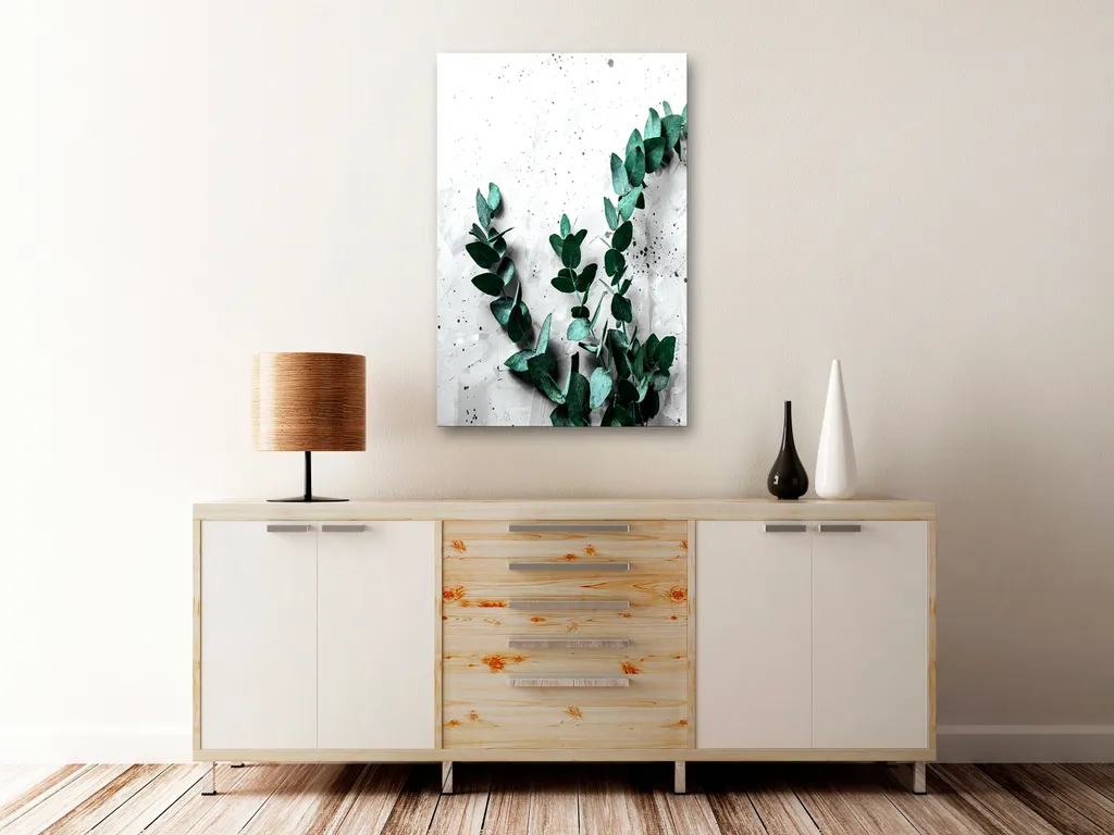 Drsoum Set 4 Quadri Botanici Con Foglie Di Eucalipto – Tela Su Tavola Di Legno, 20x25 Cm, Verde Chiaro, Decorazione Parete Moderna Per Soggiorno E Camera