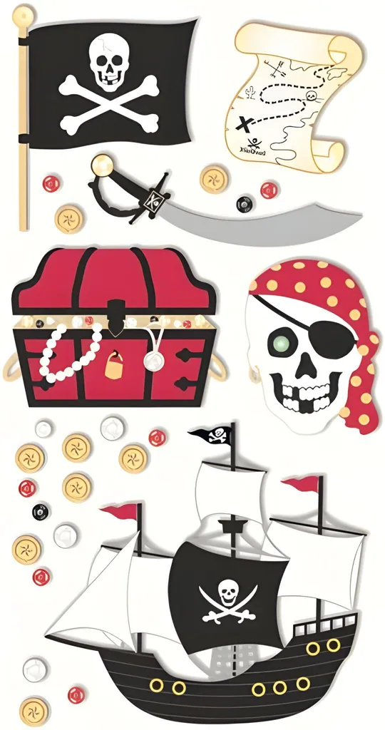 Autocollants de Pirates pour Scrapbooking et Loisirs Créatifs Heyda Mix