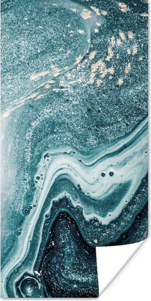 MuchoWow Poster Edelsteine - Blau - Natur - Marmor - Abstrakt 20x40 cm - Plakat - Foto