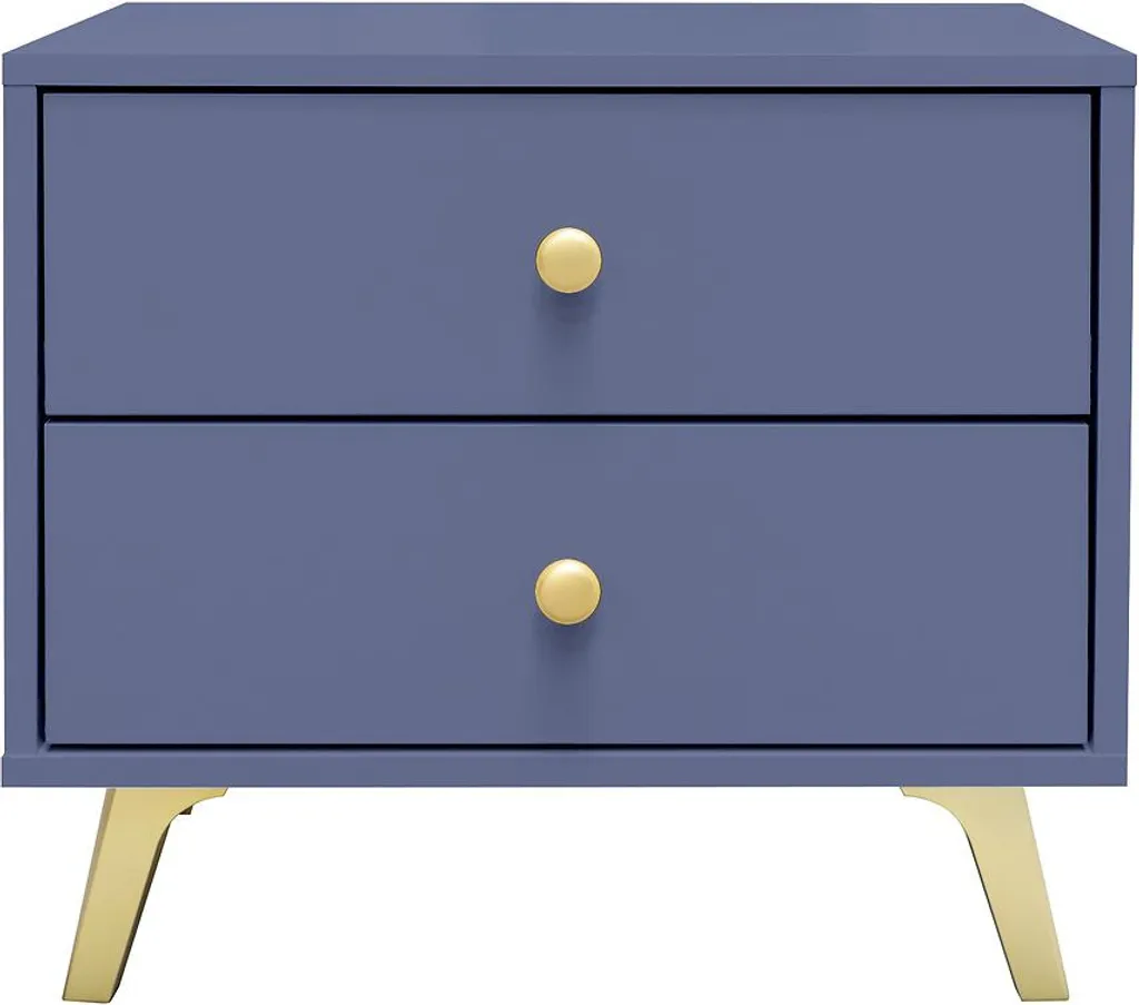 Table de nuit bleue JOELE en bois – Mobilier de chambre scandinave