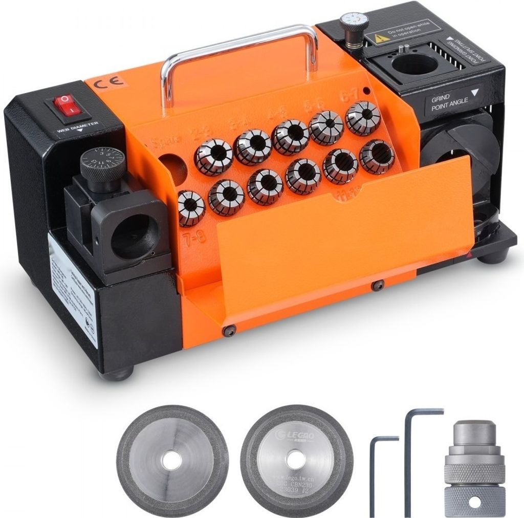 Bohrerschleifgerät 120 W - Bohrerschleifmaschine 4500 U/min - Schärfstation 45# Stahl - Bohrerschärfgerät 95-135° - Einstellbarer Spitzenwinke...