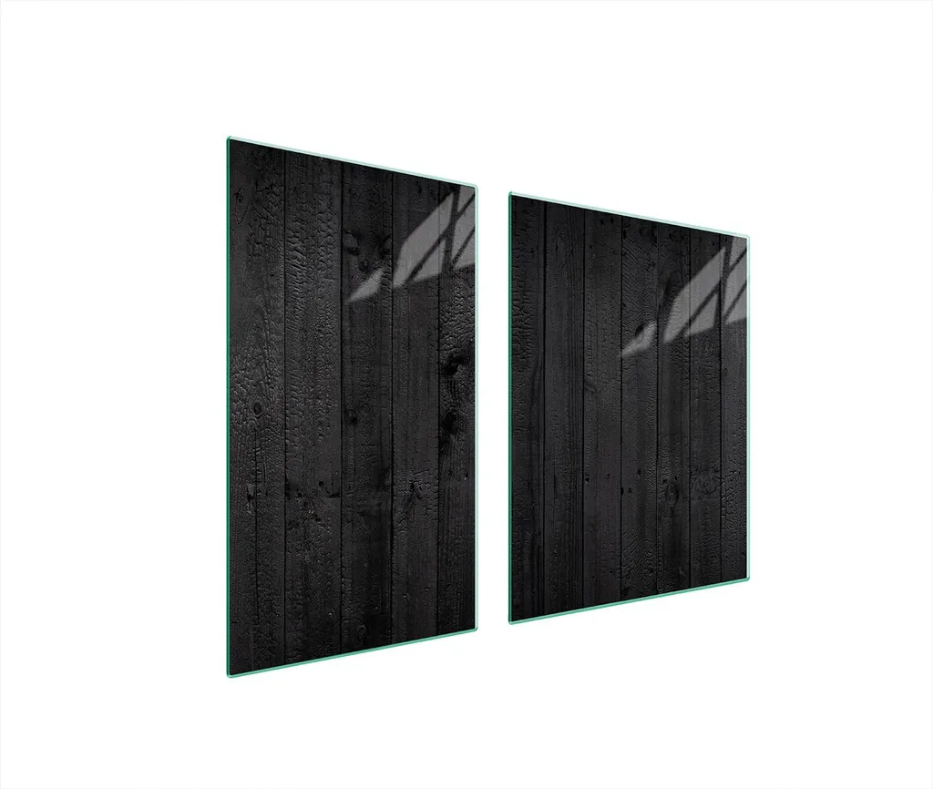 Piastre copriforno 2 pezzi 100x52 Copriforno in ceramica tagliere in vetro legno nero