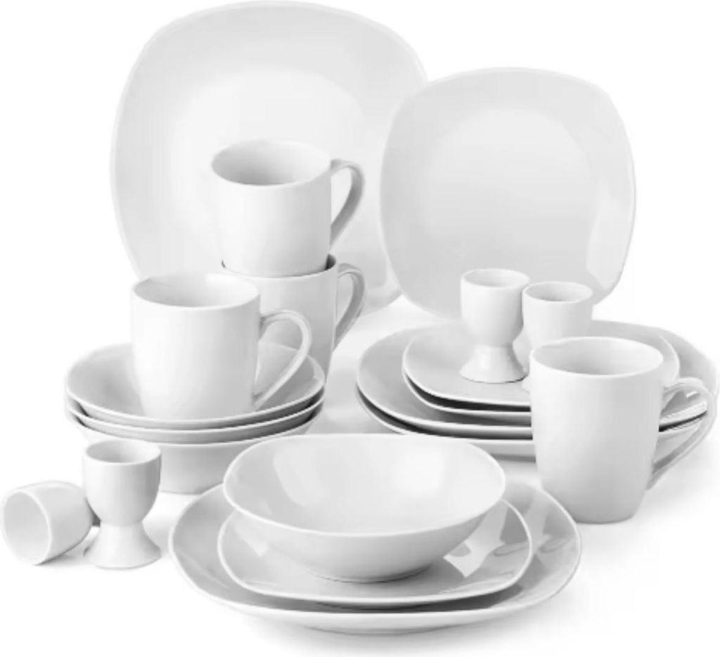 Grandiose Serviesset – 4 Personen – Weiß – Keramik – Tafelservices – Frühstücks- und Essteller
