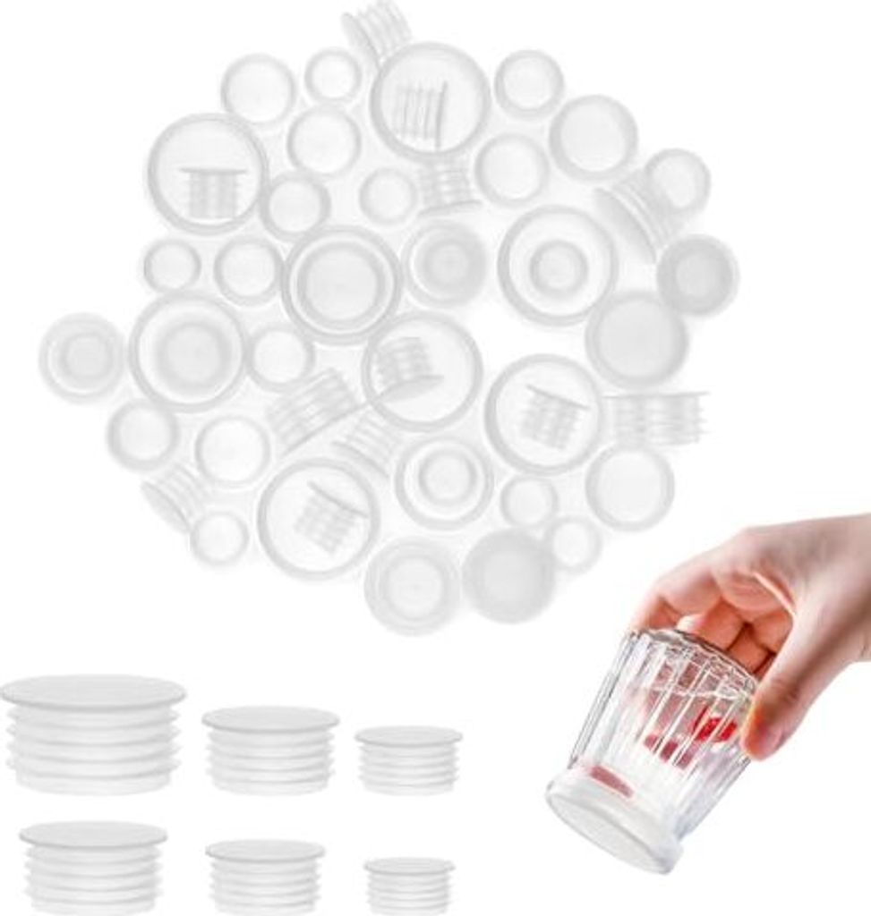60 Stück Salz Pfeffer Shaker -Stopper in 6 Größen - wiederverwendbare runde Plastik -Endkappenflaschen Durchmesser 11/13/15/17/12/12/24mm Clear ...