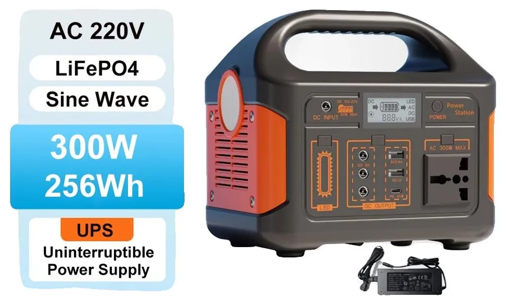 Station d'alimentation portable anti coupure de courant 300W prise 220V