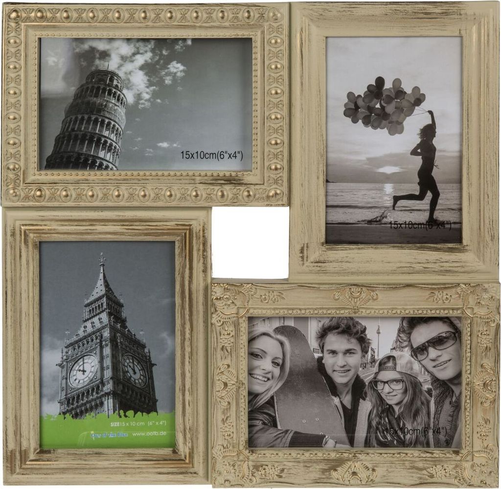 Bilderrahmen Galerie Antik Goldfarben für 4 Fotos 10 x 15 cm