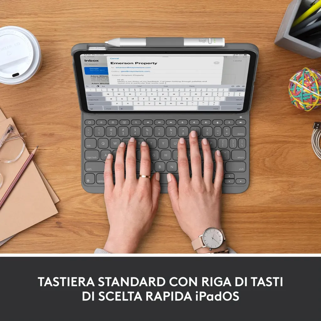 Logitech Slim Folio Étui Clavier pour iPad 10e Génération Gris QWERTY - 2