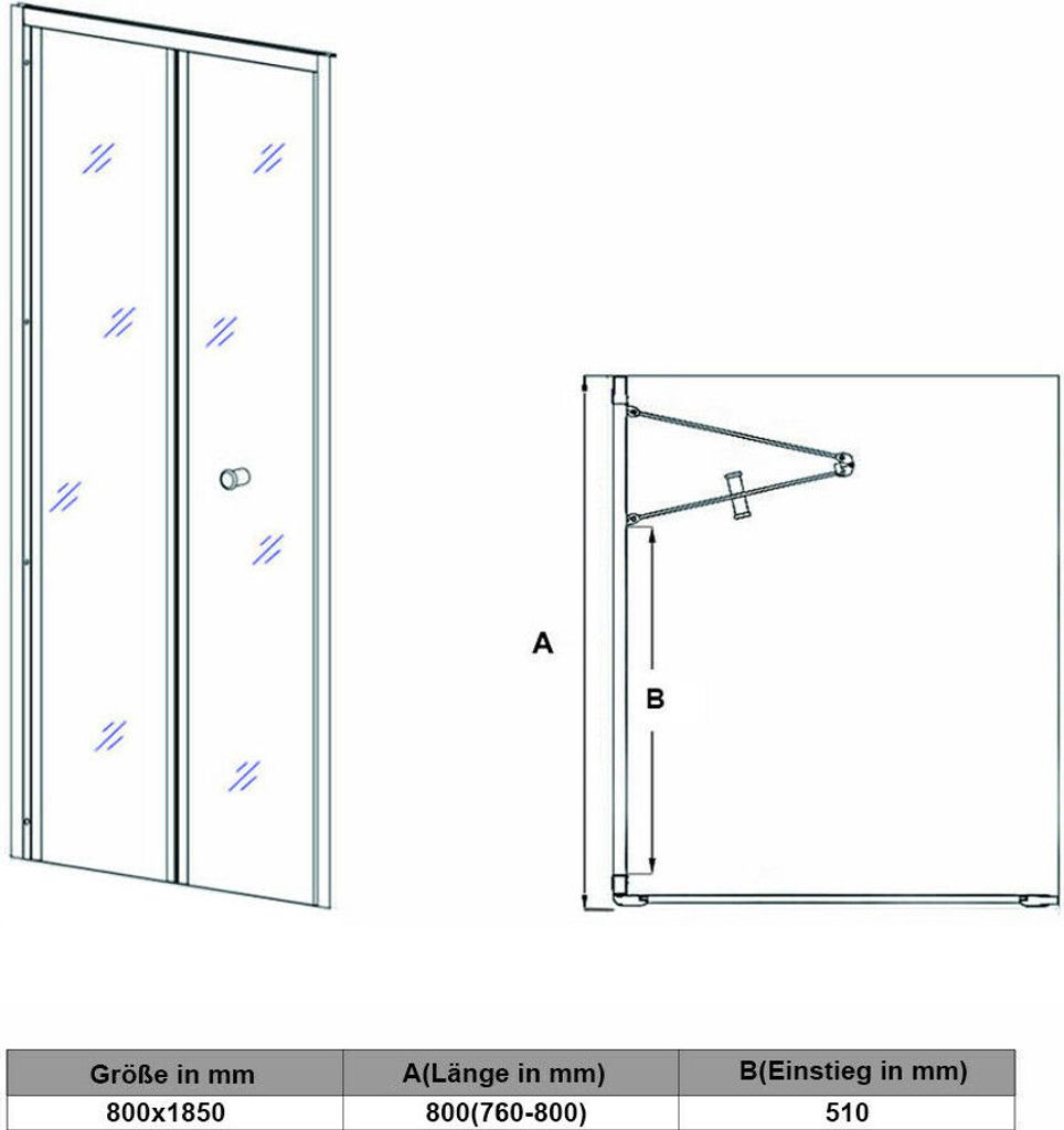 SONNI Nischentür Falttür 80x185cm Drehfalttür Pendeltür Produktbild 8