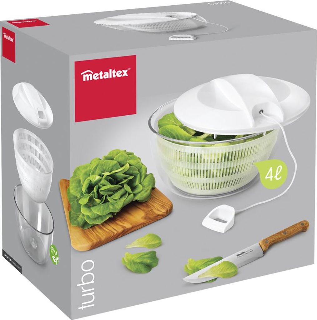 metaltex Salatschleuder Turbo mit Seilzug weiß Produktbild 