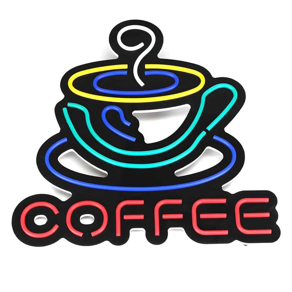 Néon LED Multicolore Coffee 38x38cm - Éclairage Mural Suspendu Design