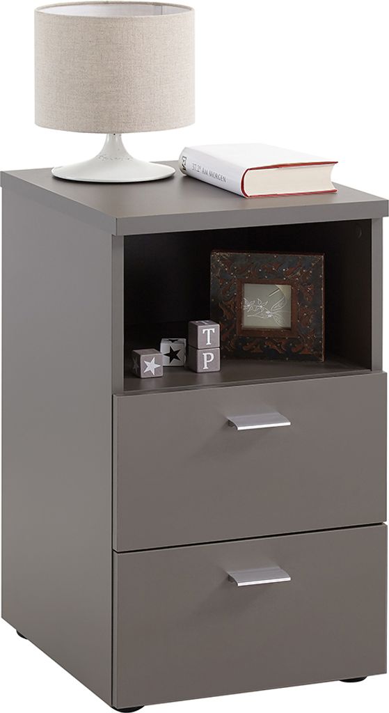 Nachttisch Nachtschrank in grau CERNA-10, auch für Boxspringbetten geeignet, B/H/T ca. 35/61,5/39,9 cm