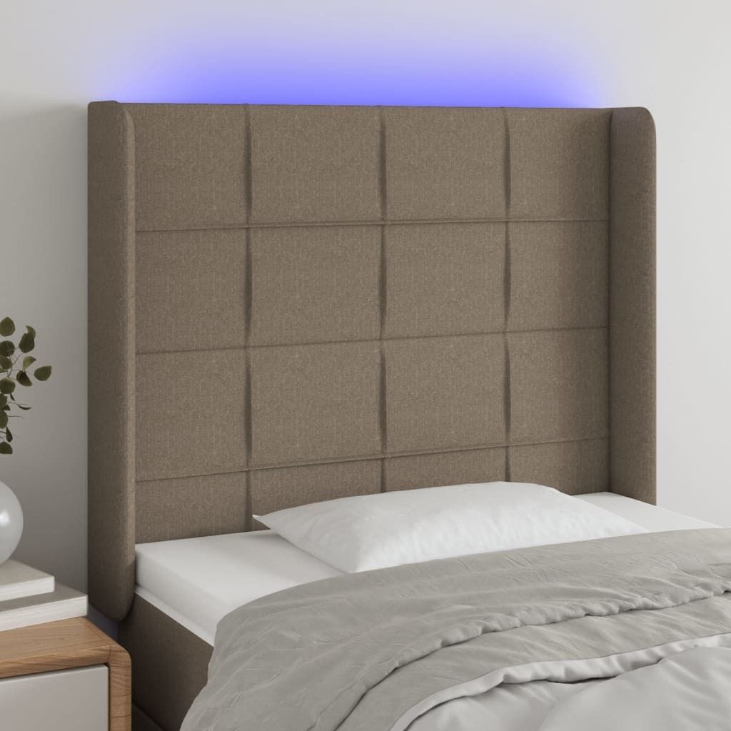 "2026 Promotion" LED Kopfteil - fürs Schlafzimmer - Taupe 93x16x118/128 cm Stoff - Bettkopfteil CC6101