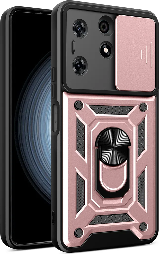 Custodia Protettiva Tecno Spark 10 Pro Oro Rosa con Supporto Anti-Caduta
