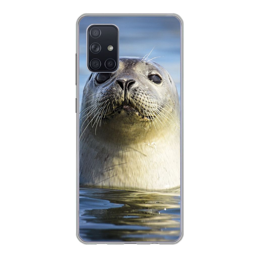 MuchoWow Handyhülle Schutzhülle Hülle für Samsung Galaxy A51 Siegel - Porträt - Wasser Silikon Softcase Handy Hülle - Schutzabdeckung