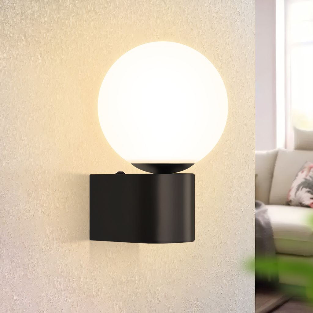 ZMH Wandleuchte Wohnzimmer modern Wandlampe innen in Weiß Flurlampe Wand Glaskugel mit G9 Fassung Max. 40W Nachttischlampe für TreppeOhne Leuchtm...
